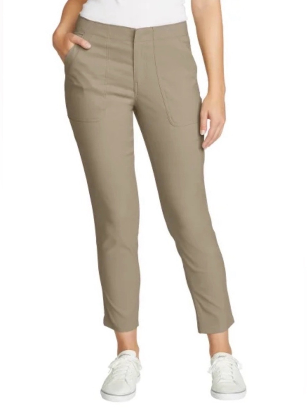 Eddie Bauer cropped khaki hiking pants, size 16, elastic waist